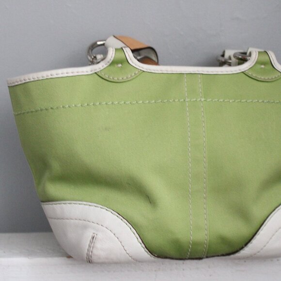 Coach VTG Y2K Green & White Soho Twill & Leather Mini Tote Bag A06S - 1881 - Picture 9 of 11